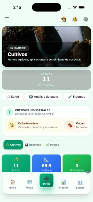El Rancho Pro: cultivos (modo claro)