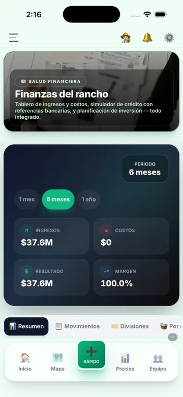 El Rancho Pro: finanzas del rancho (modo claro)