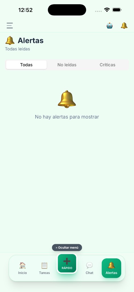 El Rancho Pro: vista empleado — alertas (modo claro)