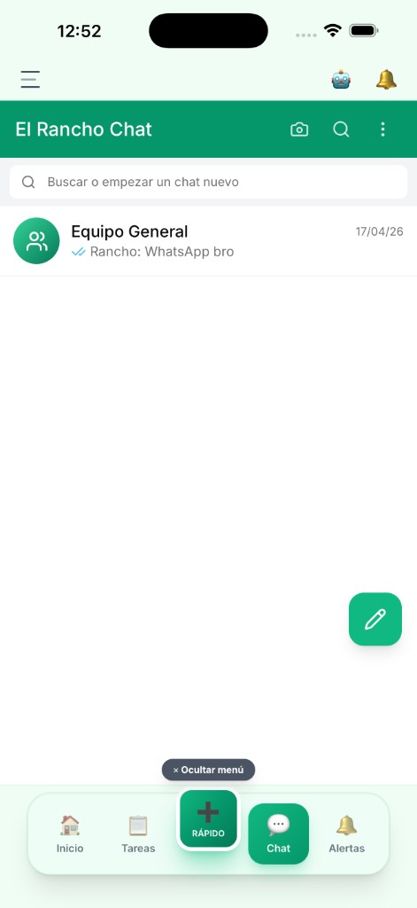 El Rancho Pro: vista empleado — chat (modo claro)