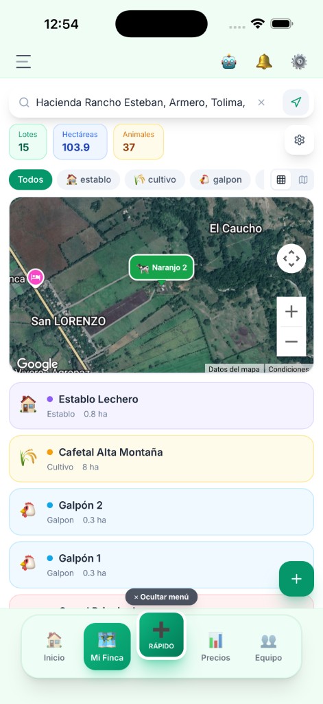 El Rancho Pro: mi finca — mapa (modo claro)