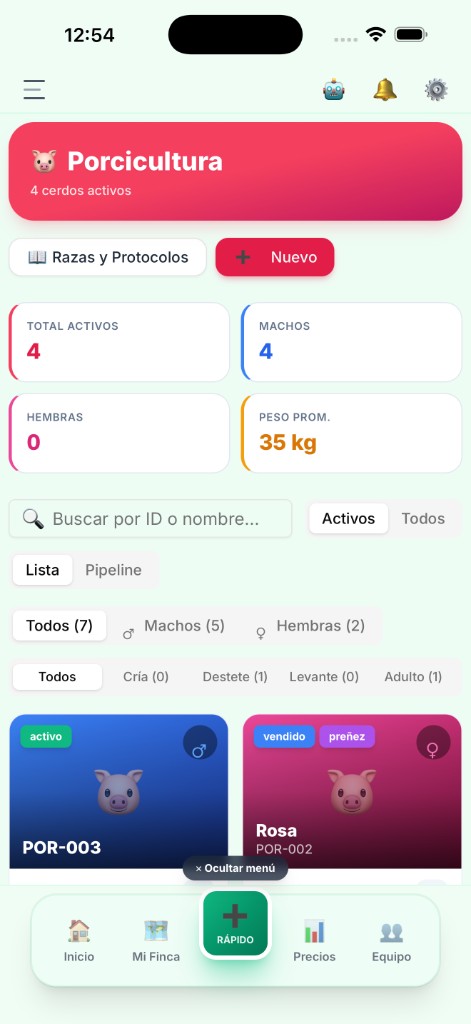 El Rancho Pro: porcicultura (modo claro)